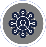User-centered network diagram icon.
